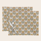 Retro Floral Mustard - Mid Century Modern Daisy Placemat Gallery Image 1