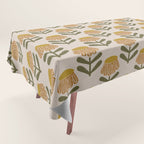 Retro Floral Mustard - Mid Century Modern Daisy Tablecloth Gallery Image 1