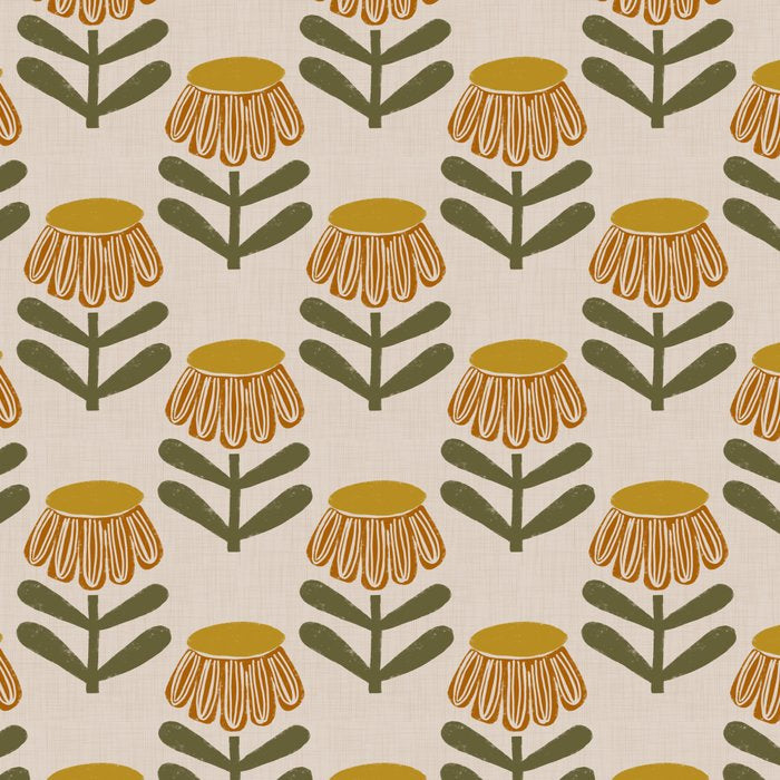 Retro Floral Mustard - Mid Century Modern Daisy Coffee Mug Gallery Image 2