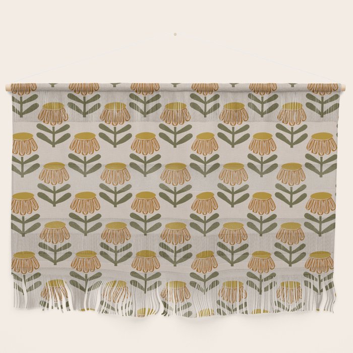 Retro Floral Mustard - Mid Century Modern Daisy Wall Hanging Gallery Image 1