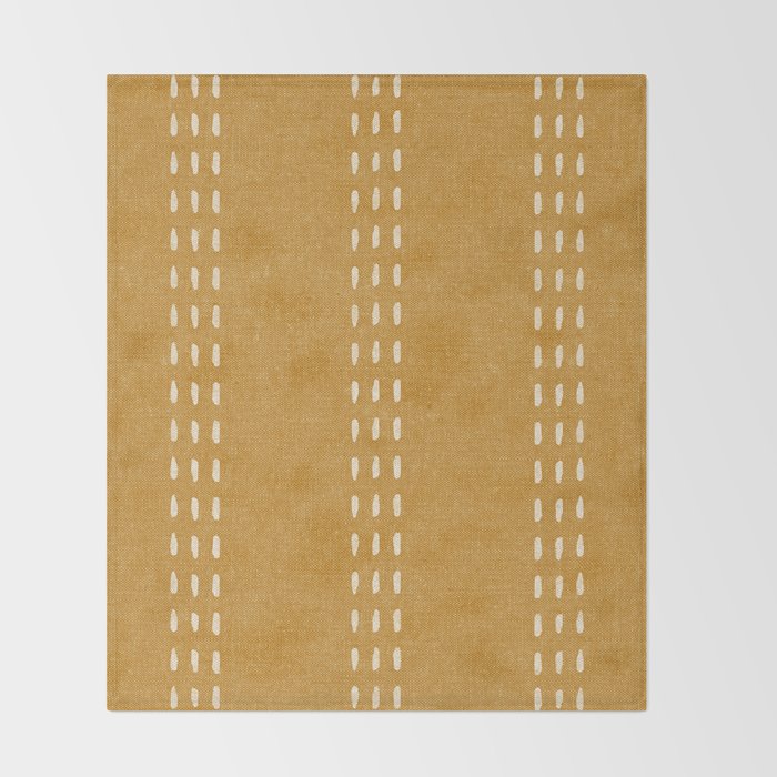 boho vertical stitch - mustard Throw Blanket Gallery Image 2
