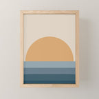 Minimal Retro Sunset Sunrise - Nautical Ocean Blue Mini Art Print Gallery Image 1