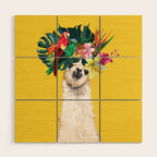 Aloha Hawaiian Llama in Yellow Wood Wall Art Gallery Image 1