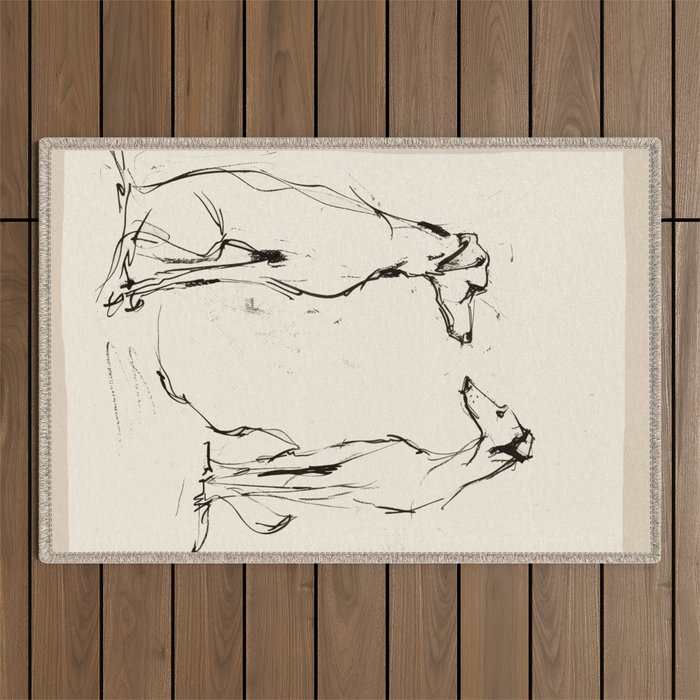 Greyhound Pair - Modern Sketch Outdoor Rug Gallery Image 1