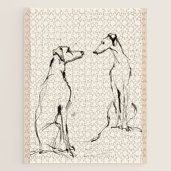 Greyhound Pair - Modern Sketch Jigsaw Puzzle Gallery Image 1