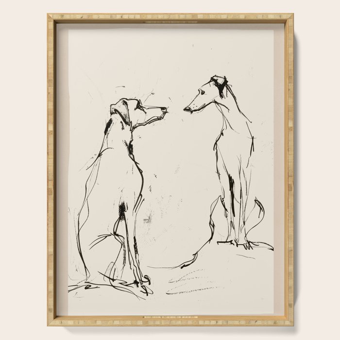 Greyhound Pair - Modern Sketch Serving Tray Gallery Image 1