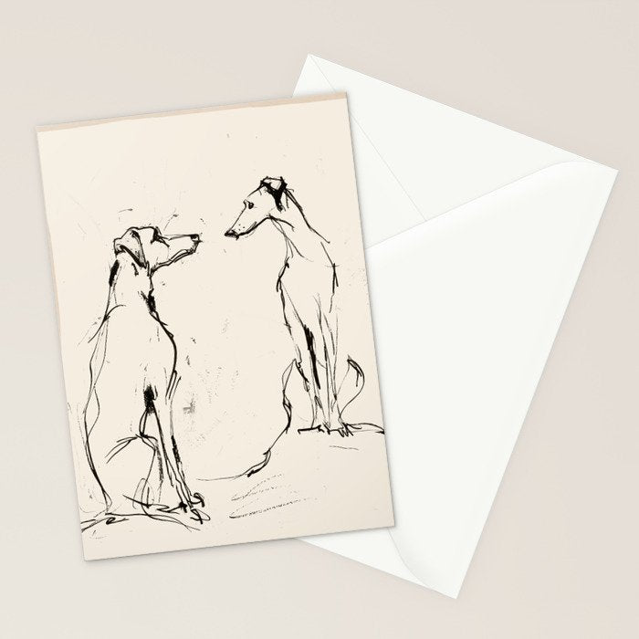 Greyhound Pair - Modern Sketch Stationery Card Gallery Image 2