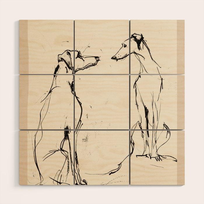 Greyhound Pair - Modern Sketch Wood Wall Art Gallery Image 1