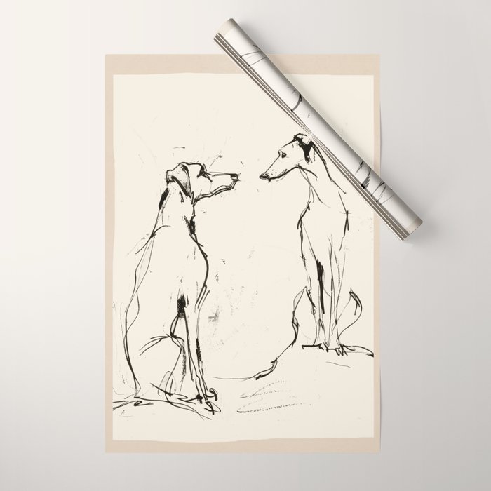 Greyhound Pair - Modern Sketch Wrapping Paper Gallery Image 1