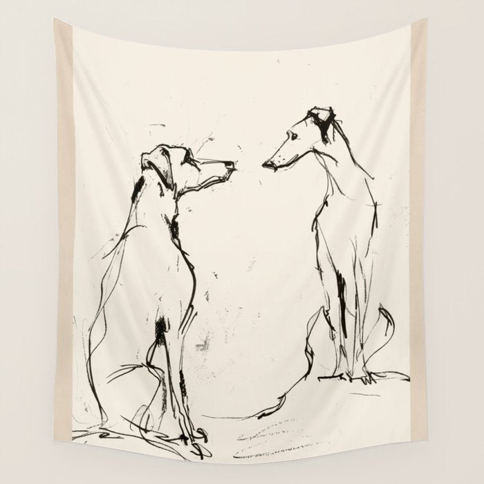Greyhound Pair - Modern Sketch Wall Tapestry Gallery Image 4