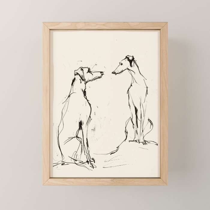 Greyhound Pair - Modern Sketch Mini Art Print Gallery Image 1
