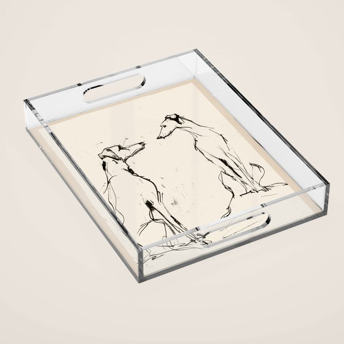 Greyhound Pair - Modern Sketch Acrylic Tray Gallery Image 1