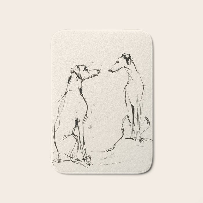 Greyhound Pair - Modern Sketch Bath Mat Gallery Image 1