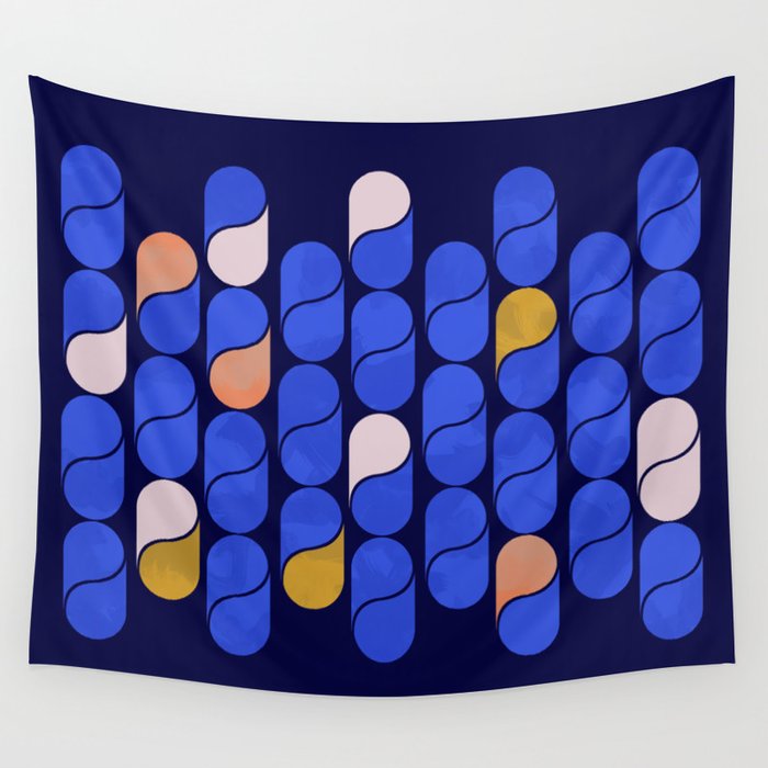 Blue modern pattern Wall Tapestry Gallery Image 1