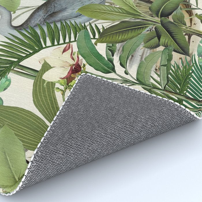 Tropical Heron Bird Rainforest Illustration Rug Gallery Image 4