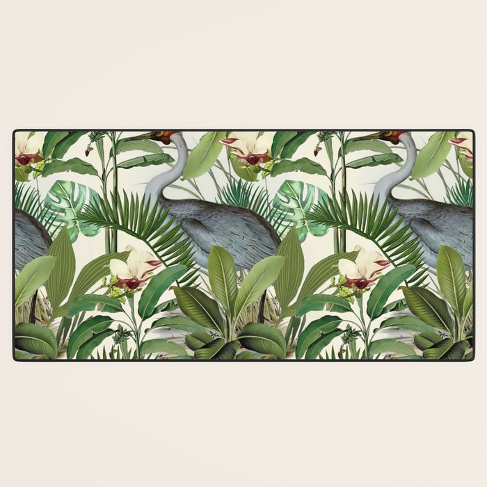 Tropical Heron Bird Rainforest Illustration Desk Mat Gallery Image 3