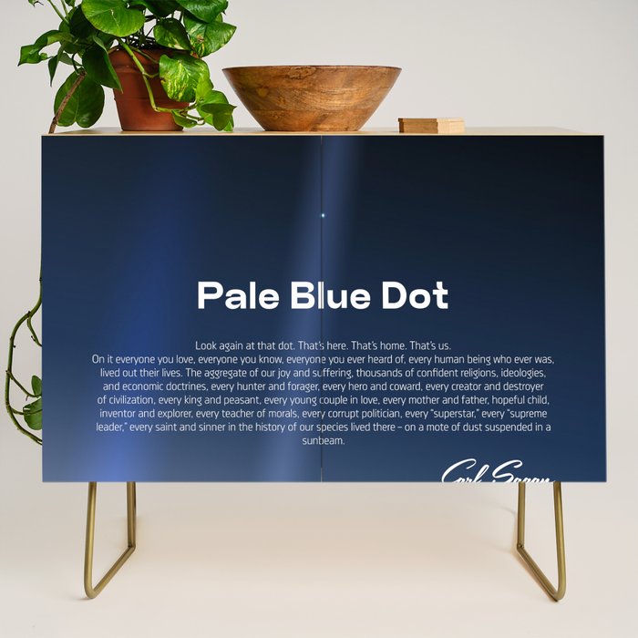 Pale Blue Dot poster, NASA Voyager 1 with Carl Sagan quote (vector art) Credenza Gallery Image 1