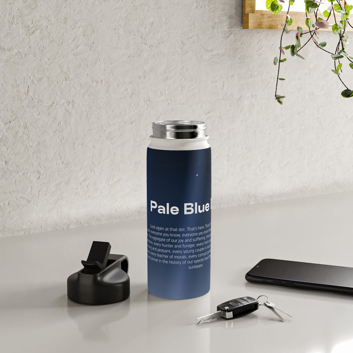 Pale Blue Dot poster, NASA Voyager 1 with Carl Sagan quote (vector art) Water Bottle Gallery Image 4
