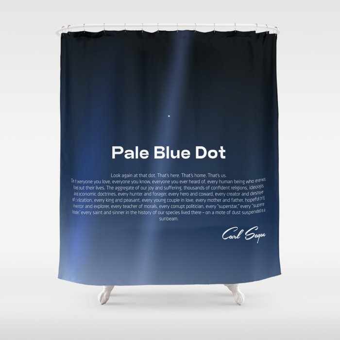 Pale Blue Dot poster, NASA Voyager 1 with Carl Sagan quote (vector art) Shower Curtain Gallery Image 1