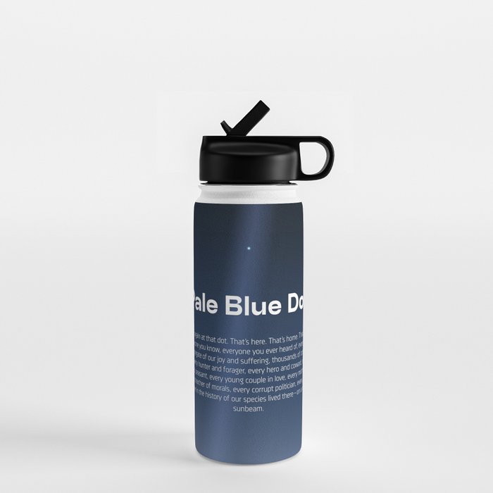 Pale Blue Dot poster, NASA Voyager 1 with Carl Sagan quote (vector art) Water Bottle Gallery Image 1