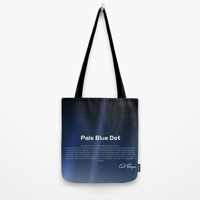 Pale Blue Dot poster, NASA Voyager 1 with Carl Sagan quote (vector art) Tote Bag Gallery Image 2