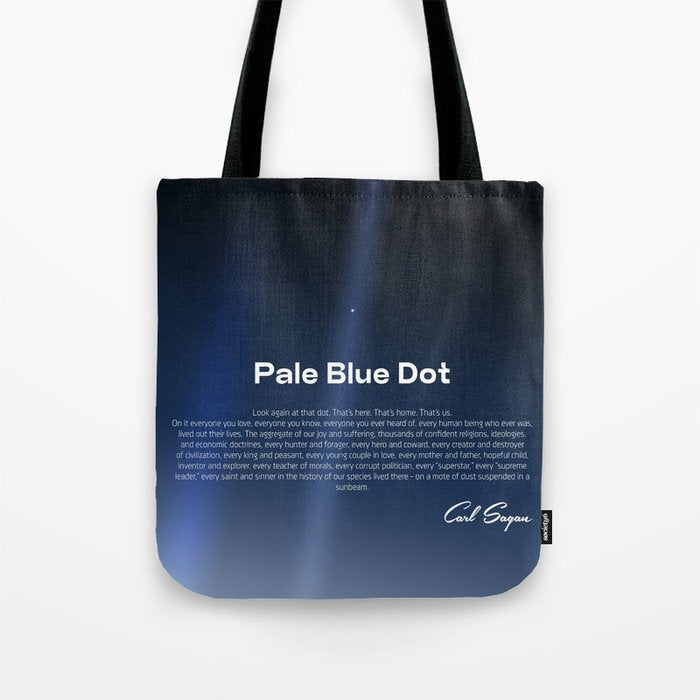Pale Blue Dot poster, NASA Voyager 1 with Carl Sagan quote (vector art) Tote Bag Gallery Image 1