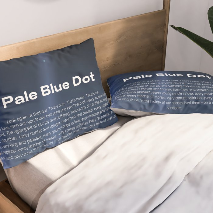 Pale Blue Dot poster, NASA Voyager 1 with Carl Sagan quote (vector art) Pillow Sham Gallery Image 2