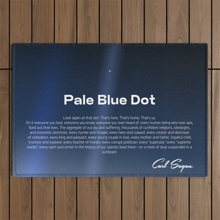 Pale Blue Dot poster, NASA Voyager 1 with Carl Sagan quote (vector art) Outdoor Rug Gallery Image 1