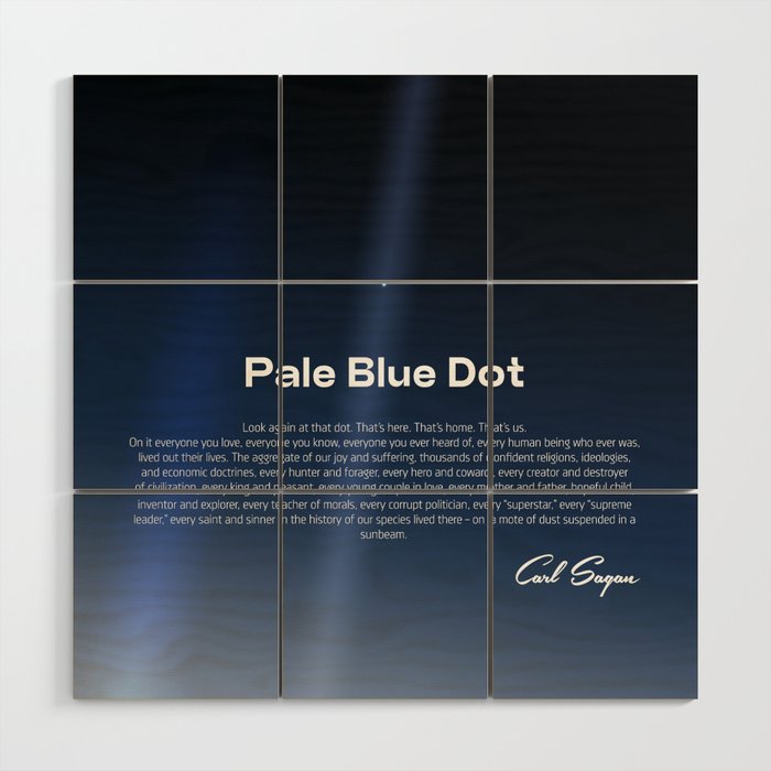 Pale Blue Dot poster, NASA Voyager 1 with Carl Sagan quote (vector art) Wood Wall Art Gallery Image 1