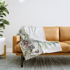 Christmas Pine Bouquet, Watercolor Floral Prints Throw Blanket Gallery Image 1
