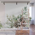 Christmas Pine Bouquet, Watercolor Floral Prints Wall Mural Gallery Image 1