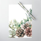 Christmas Pine Bouquet, Watercolor Floral Prints Wrapping Paper Gallery Image 1