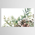 Christmas Pine Bouquet, Watercolor Floral Prints Tablecloth Gallery Image 2