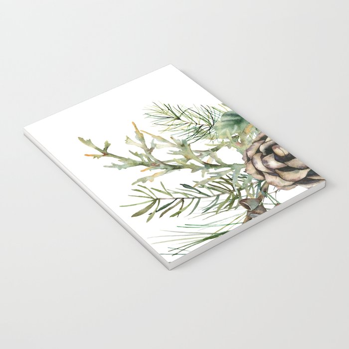 Christmas Pine Bouquet, Watercolor Floral Prints Notebook Gallery Image 3
