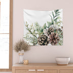 Christmas Pine Bouquet, Watercolor Floral Prints Wall Tapestry Gallery Image 2