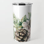 Christmas Pine Bouquet, Watercolor Floral Prints Travel Mug Gallery Image 1