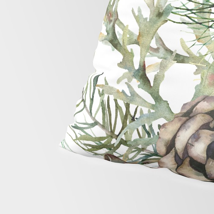 Christmas Pine Bouquet, Watercolor Floral Prints Pillow Sham Gallery Image 4