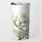 Christmas Pine Bouquet, Watercolor Floral Prints Travel Mug Gallery Image 3