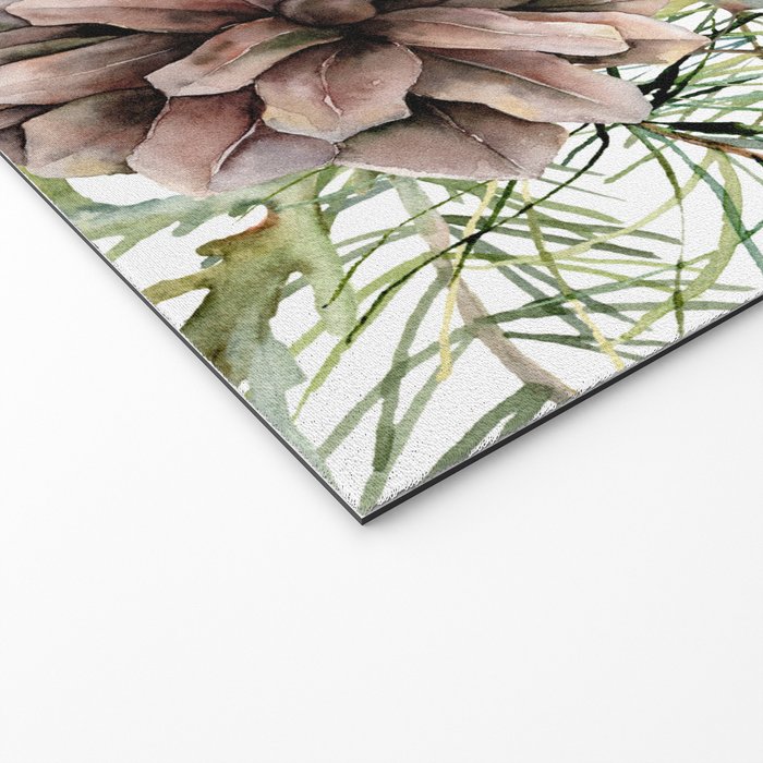 Christmas Pine Bouquet, Watercolor Floral Prints Welcome Mat Gallery Image 2