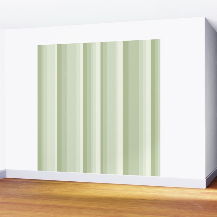 Classic Stripes XXI - Pastel Natural Green Wall Mural Gallery Image 2