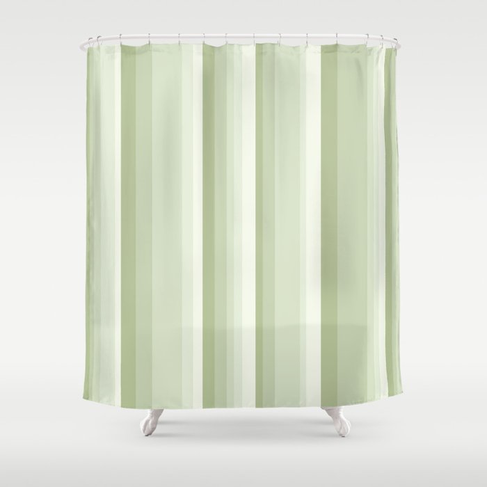 Classic Stripes XXI - Pastel Natural Green Shower Curtain Gallery Image 1