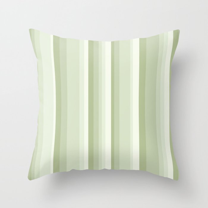 Classic Stripes XXI - Pastel Natural Green Throw Pillow Gallery Image 1