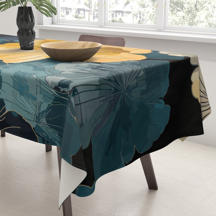 Floral Navy Honey Tablecloth Gallery Image 3