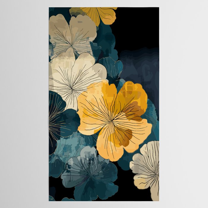 Floral Navy Honey Tablecloth Gallery Image 2