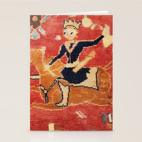 17th Century Isfahan Persian Animal Rug Print Stationery Card Gallery Image 1