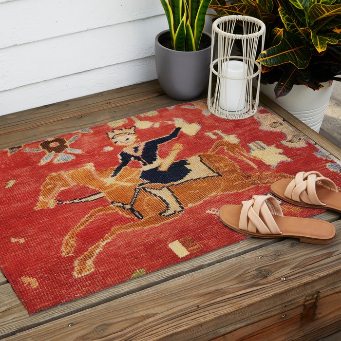 17th Century Isfahan Persian Animal Rug Print Outdoor Rug Gallery Image 2