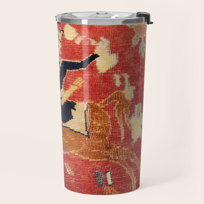 17th Century Isfahan Persian Animal Rug Print Travel Mug Gallery Image 2