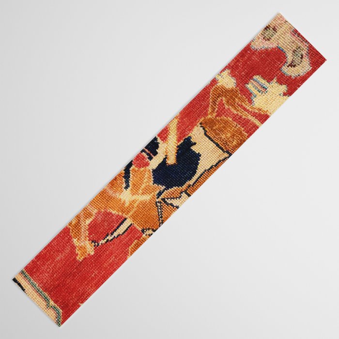 17th Century Isfahan Persian Animal Rug Print Table Runner Gallery Image 3