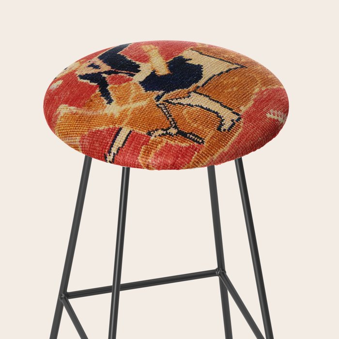 17th Century Isfahan Persian Animal Rug Print Stool Gallery Image 2