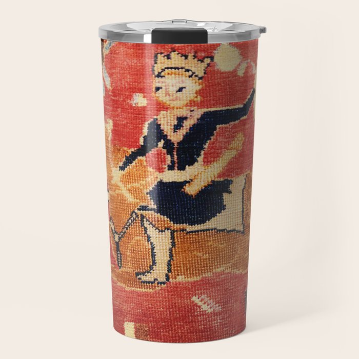 17th Century Isfahan Persian Animal Rug Print Travel Mug Gallery Image 1